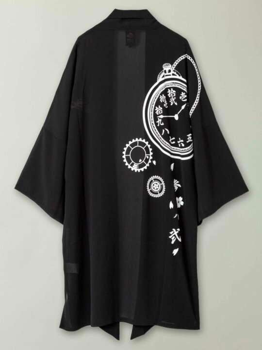 楽天市場 雅結 懐中時計 刺繍入り 楊柳生地 ロング カーディガン 和柄 カーデ ロングカーデ 半袖 7分袖 着物 通販 メンズ レディース ユニセックス 夏 夏服 黒 ブラック 赤 レッド えんじ ワイン 青 ブルー 紫 パープル M L Xl Ll 2l