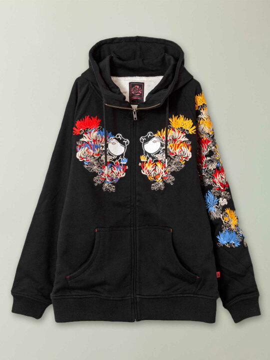 楽天市場】＜送料無料＞【参丸一】“乱れ菊” 総刺繍 裏ボア ZIP