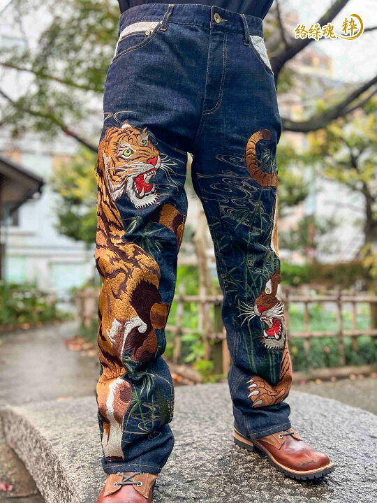 楽天市場】＜送料無料＞【絡繰魂・粋】“竹虎と雀” 総刺繍 プレミアム 