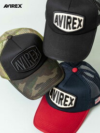 【AVIREX】EMBROIDERY LOGO MESH CAP ｜ メッシュ キャップ 帽子 野球帽 メンズ レディース ユニセックス 春 夏 オールシーズン 黒 ブラック カーキ 緑 カモフラ 迷彩 紺 ネイビー フリーサイズ 人気 熱中症 紫外線対策 ミリタリー アヴィレックス ブランド 流儀圧搾 METHOD