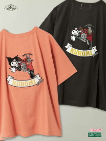 ◆スーパーSALE◆【JUICY×KUROMI】“ クロミ × バイク ” 総刺繍 Tシャツ〔Lady's〕〔別注〕 ｜ ティーシャツ 半袖 通販 レディース ユニセックス 春 春服 夏 夏服 黒 ブラック オレンジ M L XL LL 2L ミリタリー クロミちゃん マイメロ サンリオ