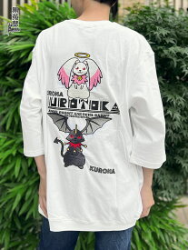 ＜送料無料＞【黒菟華】“クロナとシロナ” 総刺繍 BIG シルエット 7分袖 Tシャツ ｜ 和柄 ティーシャツ Tシャツ 半袖 7分 通販 夏 夏服 メンズ レディース ユニセックス 白 ホワイト 黒 ブラック M L XL LL 2L 大きいサイズ 兎 ウサギ くろとか ブランド 流儀圧搾 METHOD