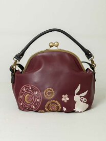 ＜送料無料＞【雅結 -YuU-】“兎×歯車” 総刺繍 2WAY 配色切替 がま口 バッグ ｜ BAG 鞄 かばん ショルダー 斜め掛け 通販 メンズ レディース 白 ホワイト 黒 ボラック えんじ 赤 ワイン レッド 人気 おすすめ おしゃれ かわいい 大容量 流儀圧搾 METHOD