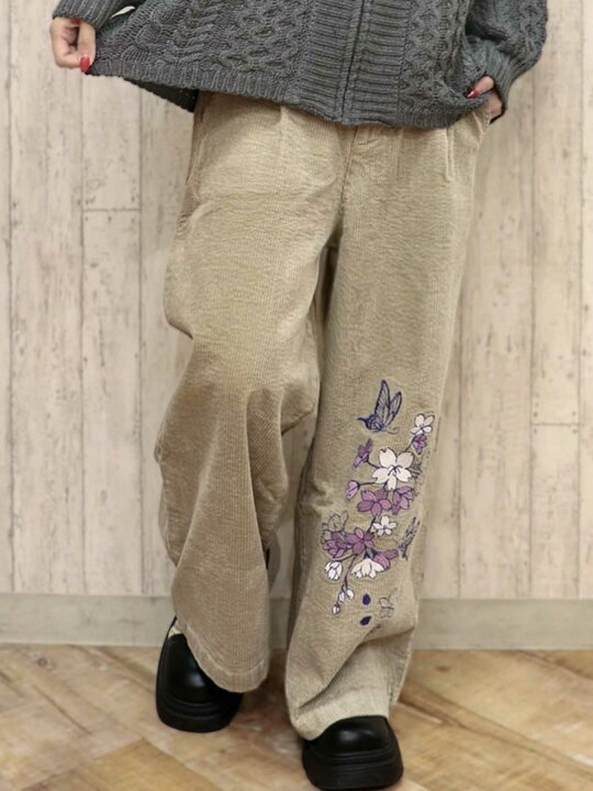 楽天市場】◇スーパーSALE◇【雅結】 枝垂桜 × 蝶 刺繍 コーデュロイ 
