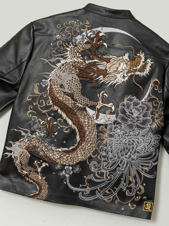 楽天市場】【絡繰魂・頂】 百華 昇龍 総刺繍 レザー ジャケット ：限定 