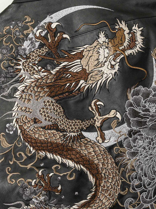 楽天市場】【絡繰魂・頂】 百華 昇龍 総刺繍 レザー ジャケット ：限定 