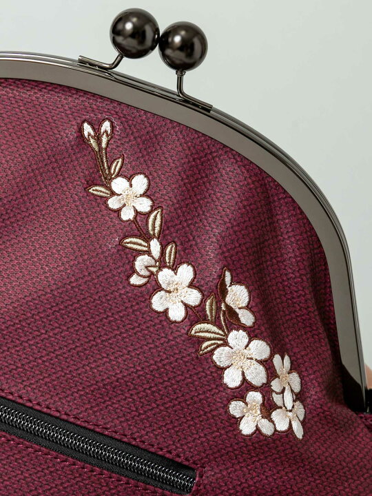 楽天市場】【雅結】 枝垂れ桜 刺繍 配色切替 がま口 バッグ ｜ 和柄 