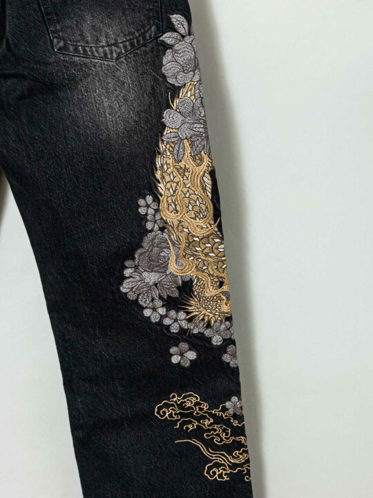 楽天市場】＜送料無料＞【絡繰魂・粋】“ 龍 牡丹 ” 総刺繍 金襴 切替 