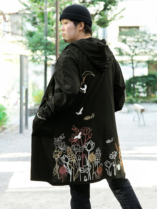 楽天市場】＜送料無料＞【黒菟華】“花には水を” 総刺繍 ダブル フード 