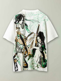 【抜刀娘】 妃那/穂乃花：誘い 刺繍入りプリント Tシャツ ｜ 和柄 長袖 ボタンシャツ 通販 メンズ レディース ユニセックス 春 春服 オールシーズン 黒 ブラック M L XL LL 2L XXL 3L 大きいサイズ 大きめ ゆったり 人気 おすすめ ブランド 流儀圧搾