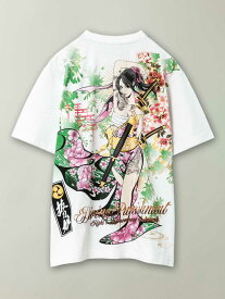 【抜刀娘】“穂乃花：舞踏”刺繍入りプリント Tシャツ ｜ 和柄 ティーシャツ 半袖 通販 メンズ レディース ユニセックス 夏 夏服 オールシーズン 白 ホワイト 黒 ブラック M L XL LL 2L XXL 3L 大きいサイズ おすすめ ブランド 流儀圧搾