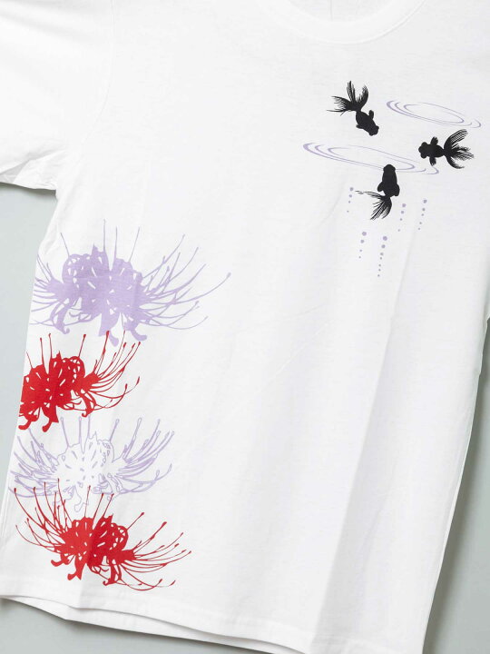 楽天市場】【新主己】“金魚と彼岸花”天竺素材プリントTシャツ ｜ 和柄 