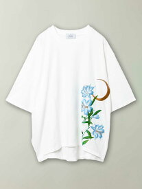 ≪期間限定：27%OFF≫【雅結】 三日月 と 百合 刺繍 フレンチ Tシャツ ｜ 和柄 半袖 ドルマンT 通販 レディース 女性 春 春服 夏 夏服 白 ホワイト 黒 ブラック 紫 パープル M L 大きめ ゆったり おすすめ おしゃれ シンプル かわいい ブランド 流儀圧搾 METHOD