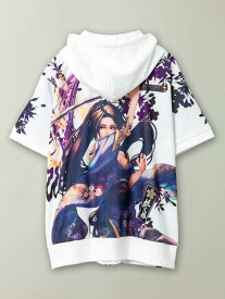 【抜刀娘 -美麗-】“穂乃花”昇華転写プリント 半袖 ZIP パーカー｜ ティーシャツ 半袖 花魁 着物 通販 メンズ レディース ユニセックス 春 春服 夏 夏服 白 ホワイト 黒 ブラック M L XL LL XXL 3L 刺繍Tシャツ 人気 ミリタリー ブランド 流儀圧搾