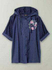 ≪期間限定：20%OFF≫【雅結】 桜 と 兎 刺繍 半袖 ブラウス パーカー｜ 和柄 半袖シャツ 羽織り 布帛 通販 夏 夏服 メンズ レディース ユニセックス 白 ホワイト 水色 紺 ネイビー M L 大きいサイズ 人気 ブランド 流儀圧搾 METHOD