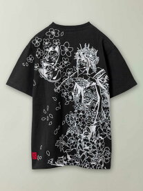 【絡繰魂】“花魁彫り” 総刺繍 Tシャツ｜ 和柄 ティーシャツ 半袖 通販 メンズ レディース ユニセックス 春 春服 夏 夏服 オールシーズン 黒 ブラック M L XL LL 2L XXL 3L 人気 からくり ブランド 流儀圧搾 METHOD