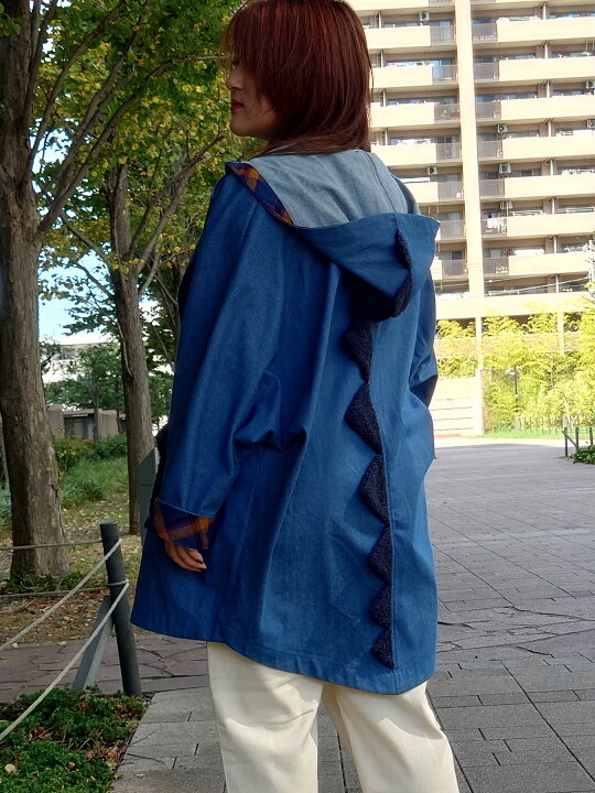 楽天市場】チェック切替 恐竜 デニム ジャケット｜ ロングスリーブ  