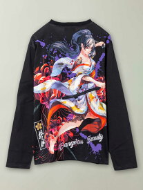 【抜刀娘】“妃那：花の舞”プリント ロンT ｜ 和柄 Tシャツ 長T 長袖 ロンティー 通販 メンズ レディース ユニセックス 秋 秋服 春 春服 オールシーズン 白 ホワイト 黒 ブラック M L XL LL 2L XXL 3L 大きいサイズ おすすめ ブランド 流儀圧搾