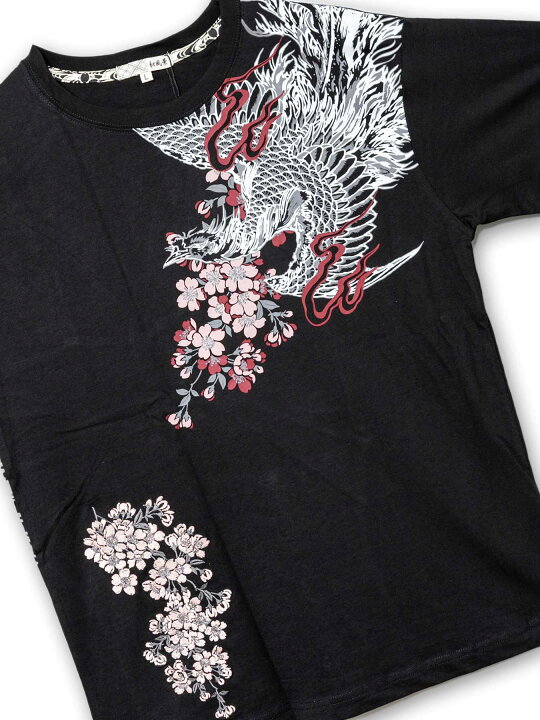 楽天市場】【和風景】 鳳凰 と 桜 刺繍入りプリント ロンT ｜ 和柄 