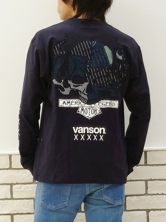 楽天市場】＜送料無料＞【VANSON】パッチワークスカル 刺繍入り ロンT 