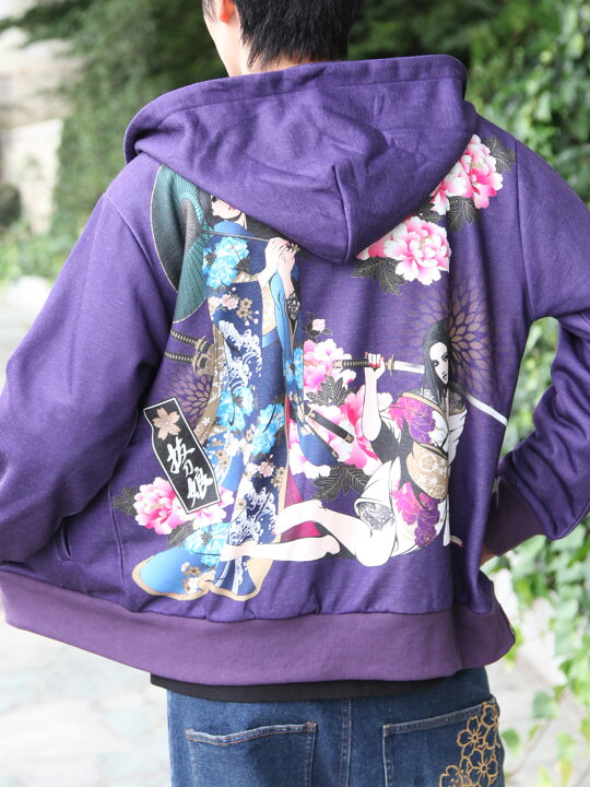 楽天市場】◇スーパーSALE◇【抜刀娘】“闇夜放浪”刺繍入りZIP パーカー 