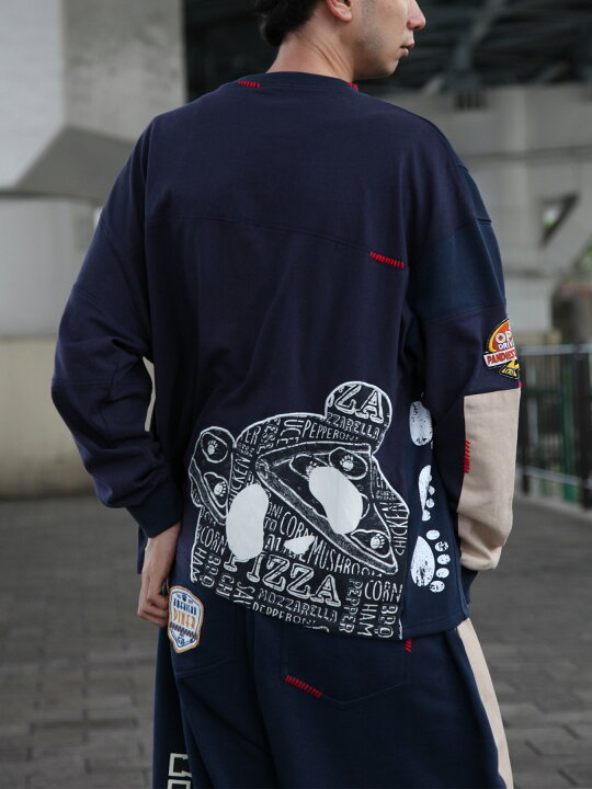 楽天市場 送料無料 PANDIESTA JAPAN アメリカンダイナー BIGシルエット刺繍入り ロンT 和柄 ティーシャツ Tシャツ 長袖 通販 メンズ レディース ユニセックス 春 春服 オールシーズン 白 ホワイト 黒 ブラック 紺 ネイビー M L XL LL 2L ブランド 流儀圧搾