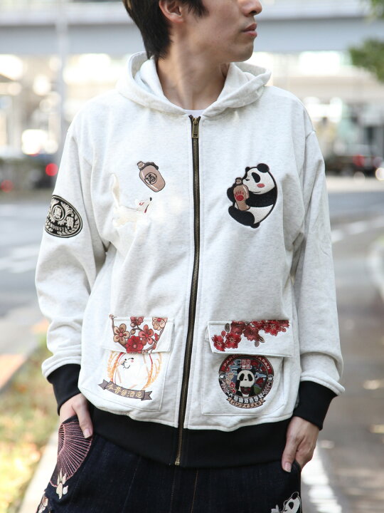 楽天市場】＜送料無料＞【PANDIESTA JAPAN×今昔】“酔いどれ”総刺繍ZIP 