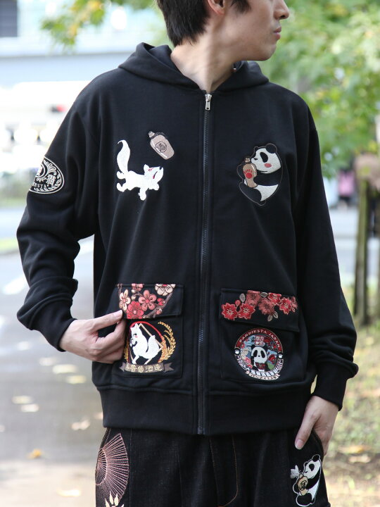 楽天市場】＜送料無料＞【PANDIESTA JAPAN×今昔】“酔いどれ”総刺繍ZIP 