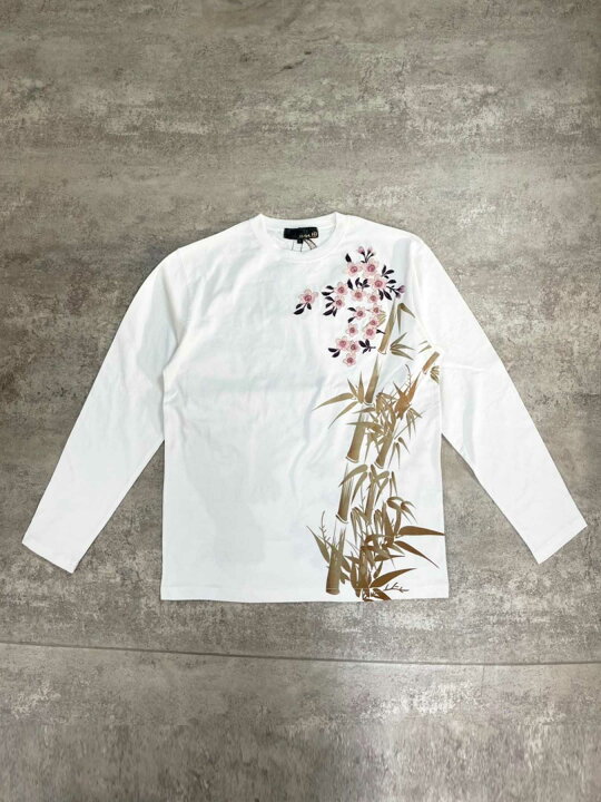 楽天市場】＜送料無料＞【絡繰魂・粋】“白虎 竹桜”刺繍入りロンT ｜ 和 