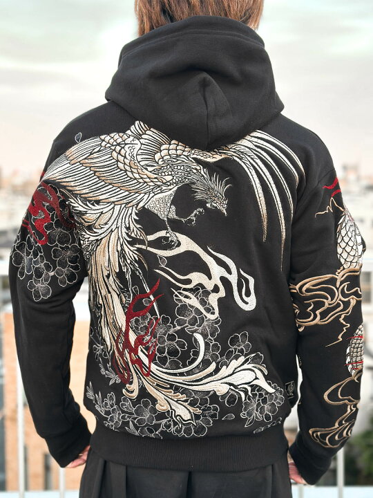 楽天市場】＜送料無料＞【絡繰魂・頂】“双龍×鳳凰ノ頂”総刺繍ZIP 