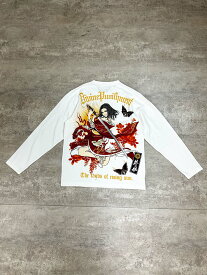 【抜刀娘】“凛：一刀流”刺繍入りプリントロンT ｜ 和柄 ロンティー 長T 長袖 Tシャツ メンズ レディース ユニセックス 通販 春 春服 オールシーズン 白 ホワイト 黒 ブラック M L LL XL 2L XXL 3L ゆったり 大きめ 大きいサイズ 人気 ブランド 流儀圧搾