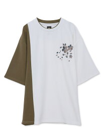 【雅結】桜刺繍梨地素材 切り替え Tシャツ ｜ 和柄 ティーシャツ 半袖 通販 メンズ レディース ユニセックス 夏 夏服 オールシーズン 白 ホワイト 黒 ブラック 紺 ネイビー M L XL LL 2L 大きいサイズ 大きめ ゆったり 人気 ブランド 流儀圧搾 METHOD