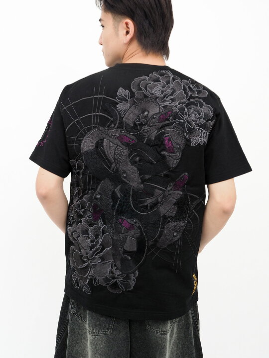 楽天市場】＜送料無料＞【絡繰魂・粋】“ヤマタノオロチ”総刺繍Tシャツ 