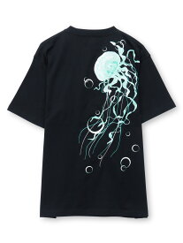 【絡繰魂】“麗しくらげ”刺繍入りTシャツ｜ 和柄 ティーシャツ 半袖 通販 メンズ レディース ユニセックス 夏 夏服 春 春服 オールシーズン 白 ホワイト 黒 ブラック M L XL LL 2L XXL 3L 大きめ おしゃれ おすすめ ブランド 流儀圧搾 METHOD