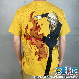 【絡繰魂・粋×ONE PIECE】“サンジ”黒足 Tee｜ 和柄 ワンピース スーベニア Tシャツ ティシャツ 刺繍T メンズ ユニセックス 半袖 通販 夏 夏服 白 ホワイト 黒 ブラック 黄色 イエロー M L XL LL 2L XXL 3L 大きいサイズ ブランド 流儀圧搾