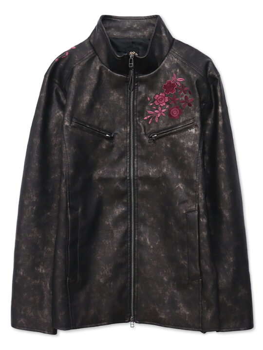 楽天市場】【雅結】桜刺繍ムラ染めフェイクレザージャケット ｜ 羽織 