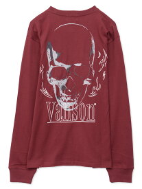 【VANSON】スカル刺繍入りロンT ｜ Tシャツ 長袖 長T 通販 メンズ レディース ユニセックス 男性 女性 おすすめ 大きいサイズ 大きめ ゆったり 着やすい 合わせやすい人気 ブランド 流儀圧搾 METHOD M L XL LL 2L XL LL 2L 春 夏 秋 黒 ブラックえんじ スカル ボーン