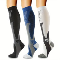 スポーツソックス コンプレッション メンズ 3足セット ハイソックス ロング丈 通気性 靴下 バスケ ソック…
