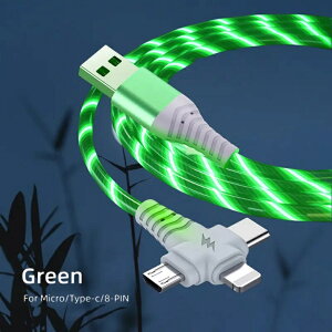 3-in-1 Jt[dP[u Micro USB TYPE-C Lightning 1m TPEf }[d 3A LEDCg IV 3ރRlN^[ X}z[dR[h ԓ  Cg  iPhone CgjO P[u [dP[