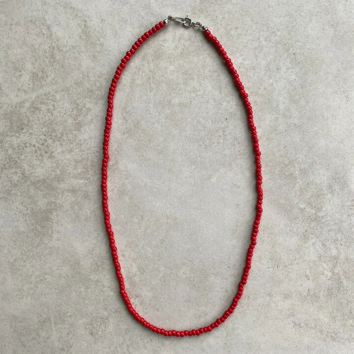 楽天市場 太め ビーズネックレス 赤 50cm メンズ レディース ネックレス アクセサリー レッド Tシャツ ニットの ワンポイント プレゼントに Ctbshop 楽天市場店