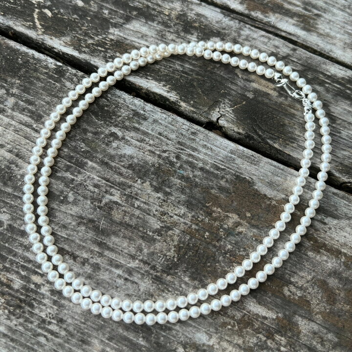 楽天市場】4mm ホワイト パールネックレス メンズ アクセサリー 50 