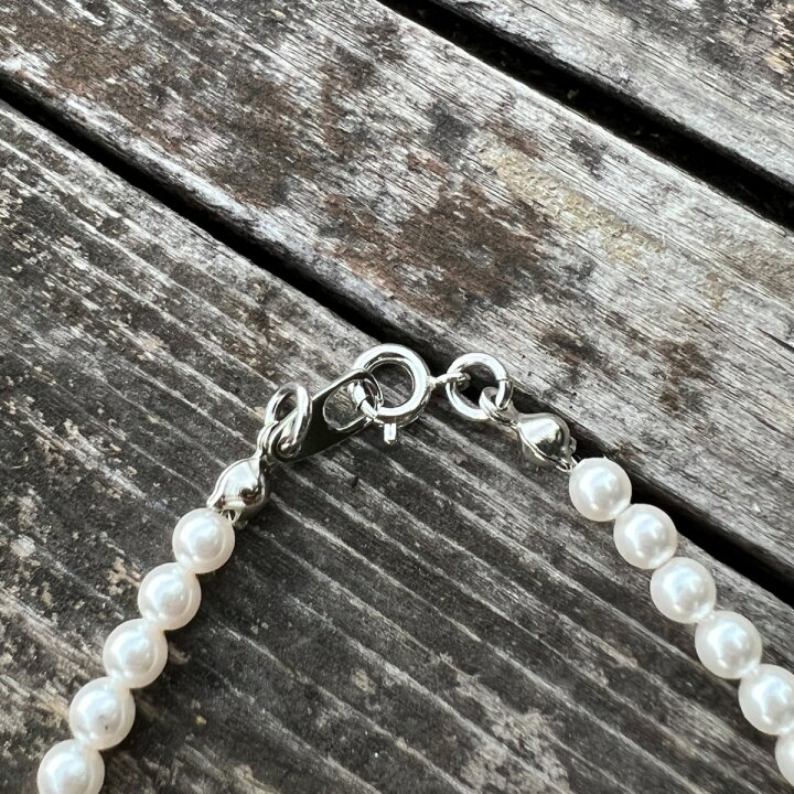 楽天市場】4mm ホワイト パールネックレス メンズ アクセサリー 50 