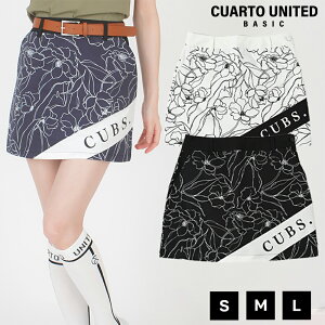 スカート 台形 ライン切替 モノトーン花柄 CUBSロゴ レディース クアルトユナイテッド ゴルフウェア 23BASIC