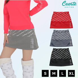 スカート 台形 微起毛 バックステッチ 切替プリントロゴ レディース クアルトユナイテッド ゴルフウェア アウトレット 21FW