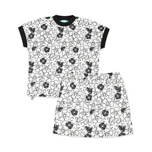 セットアップ(半袖カットソー/スカート) ハイビスカスゼブラ柄 メタリックロゴ 上下セット レディース クアルトユナイテッド ゴルフウェア 25SS