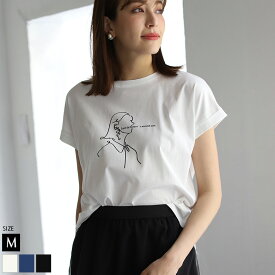 Tシャツ (980-29109)(980-29110)(980-29111) レディース トップス カットソー 半袖 ロールアップ ロゴ ドライタッチ 綿 コットン 春夏 速乾 涼しい シンプル ベーシック スムース ホワイト オフ ブラック ブルー【メール便】