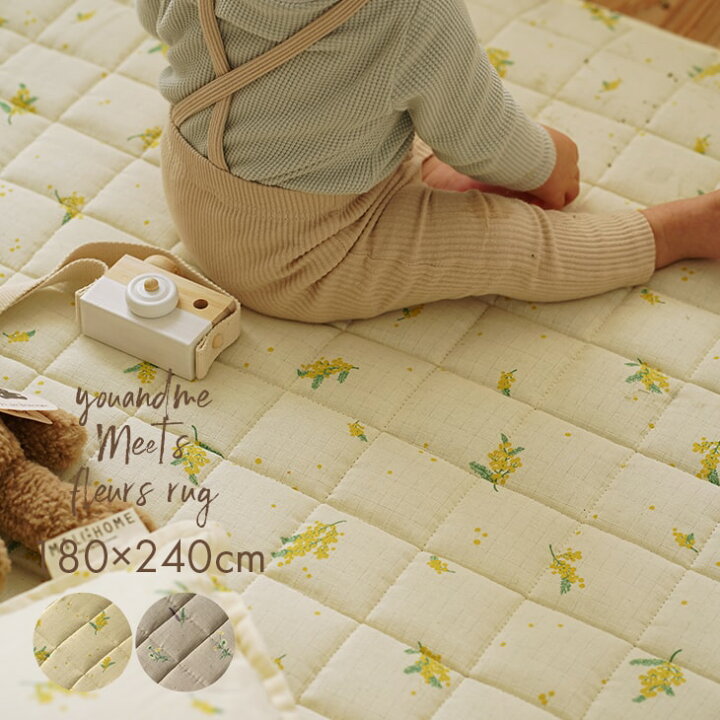 楽天市場 ダブルガーゼの小花プリントラグ 夏用 フルールキルト 180 240cm Cucan ミルクホーム Milkhome 北欧 洗える ラグ 赤ちゃん キルト おしゃれ 小花 ミモザ コットン 綿 春夏 オールシーズン 洗濯機で洗える ラグ 3畳 滑り止め 送料無料 3畳 ベビー カーテン