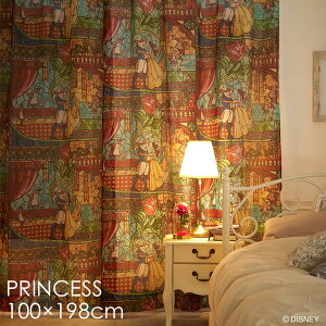 カーテン レース PRINCESS/テイルオブラブボイル 100×198cm 1枚入Disney10□美女と野獣 ベル ディズニープリンセス おしゃれ ステンドグラス 日本製 レースカーテン 洗える ミックス リビング 既製