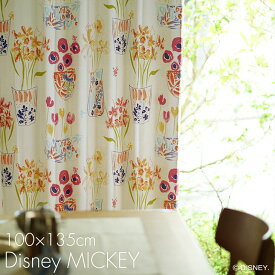 遮光 カーテン MICKEY/ミッキー フラワーベースミッキーウィズミニー 幅100×丈135cm 1枚入Disney8□おしゃれ 花 ナチュラル かわいい 日本製 遮光カーテン 洗える 遮光 ピンク 一人暮らし おすすめ リビング スミノエ Disneyzone
