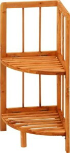 【在庫限り】不二貿易 コーナーラック2段 BR コンパクト収納 木製ラック